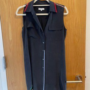 Equipment Navy Button-Down, Silk, Collared Shirt Dress - Size XS